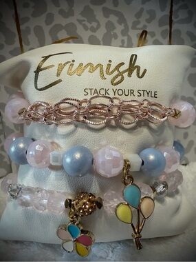 New ERIMISH Bracelets 3 Pc- Pink & Blue - Custom Regular, Kids or Extended Size